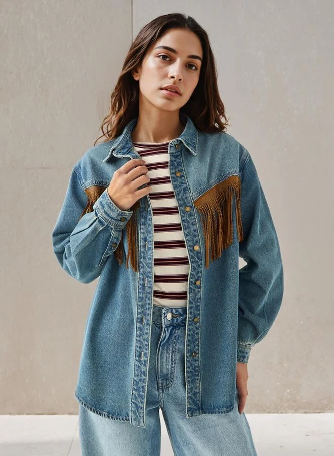 2Xtremz 2Xtremz Denim Jacket with Fringe Detail