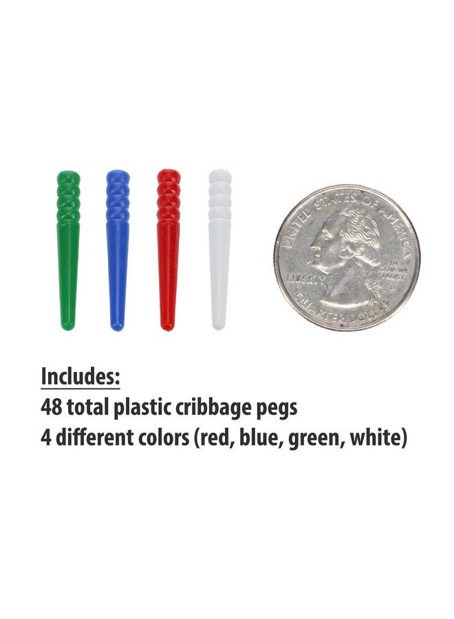 WE Games 48 Standard Plastic Cribbage Pegs w/ a Tapered Design in 4 colors - Red, Blue, Green & White - Image 4