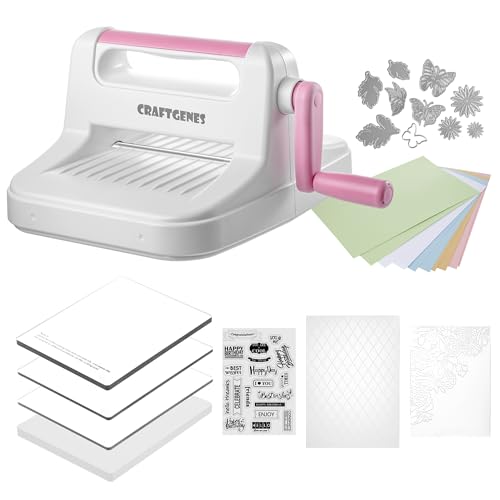 CraftGenes Die Cutting Machine and Embossing Machine – 6'' Opening Size for Cardmaking, Scrapbooking, and DIY Crafts – Complete Set with A5 Die Cuts, Embossing Folders, and Plates(Pink) - Image 1