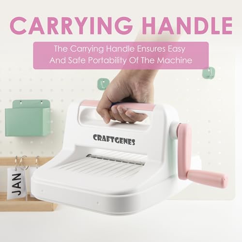 CraftGenes Die Cutting Machine and Embossing Machine – 6'' Opening Size for Cardmaking, Scrapbooking, and DIY Crafts – Complete Set with A5 Die Cuts, Embossing Folders, and Plates(Pink) - Image 4