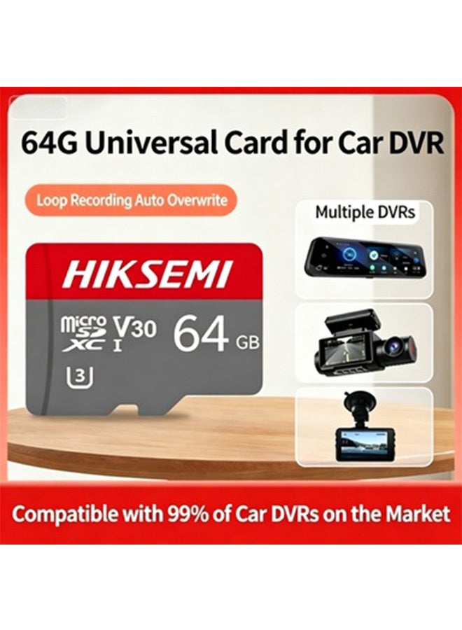 HIKSEMI D10 PRO 64GB Micro SDXC TF Card, V30 U3 High Speed Dash Cam Memory Card, Up to 100MB/s Read Speed, Waterproof Shockproof Micro SD Card for Car DVR, Vehicle Dash Cam & Home Surveillance Camera - Image 3