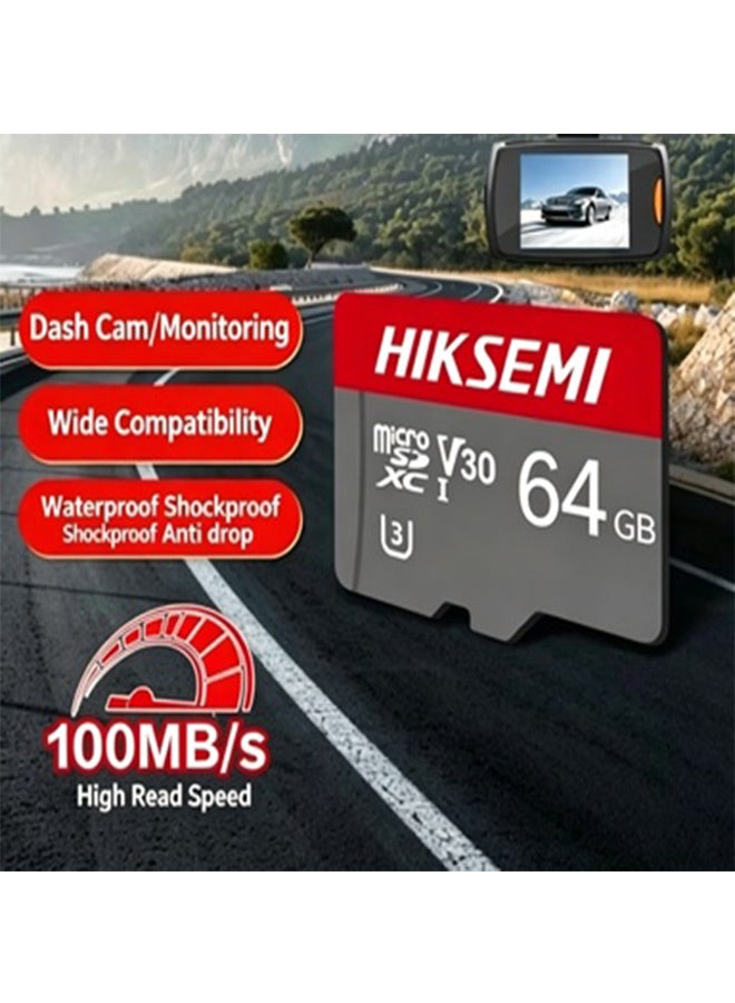 HIKSEMI D10 PRO 64GB Micro SDXC TF Card, V30 U3 High Speed Dash Cam Memory Card, Up to 100MB/s Read Speed, Waterproof Shockproof Micro SD Card for Car DVR, Vehicle Dash Cam & Home Surveillance Camera - Image 4