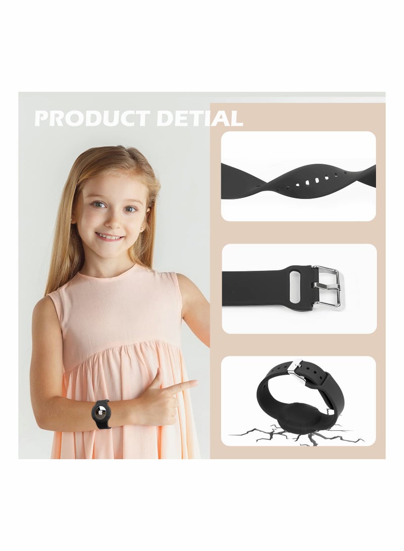 Airtag Wristbands for Kids Soft Silicone Airtag Bracelet Lightweight Waterproof Band Compatible with Apple Airtag Watch Band for Children and Toddler 2 Pcs - Image 3