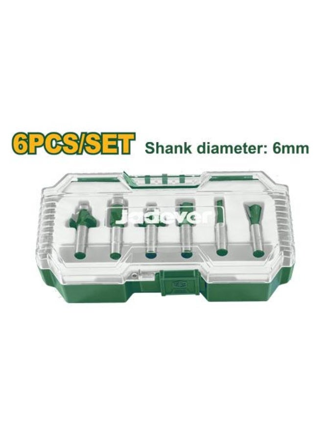 Jadever JADEVER ROUTER BITS SET DIA:6MM 6PCS JDRKSR0106 - Image 1