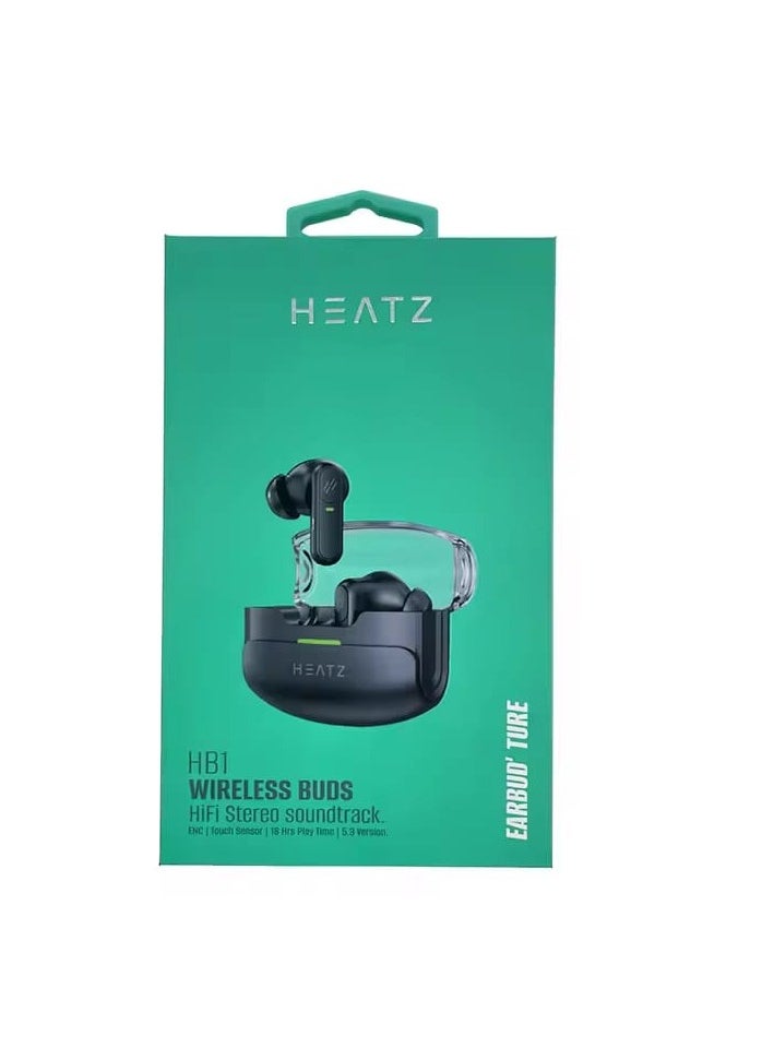 HEATZ Heatz HB1 Wireless Earbuds, HiFi Stereo Sound, 18 Hours Playtime, Bluetooth 5.3, Touch Control, ENC, Lightweight Earbuds, Bluetooth Headset, All Day Wear, Black  - Image 5