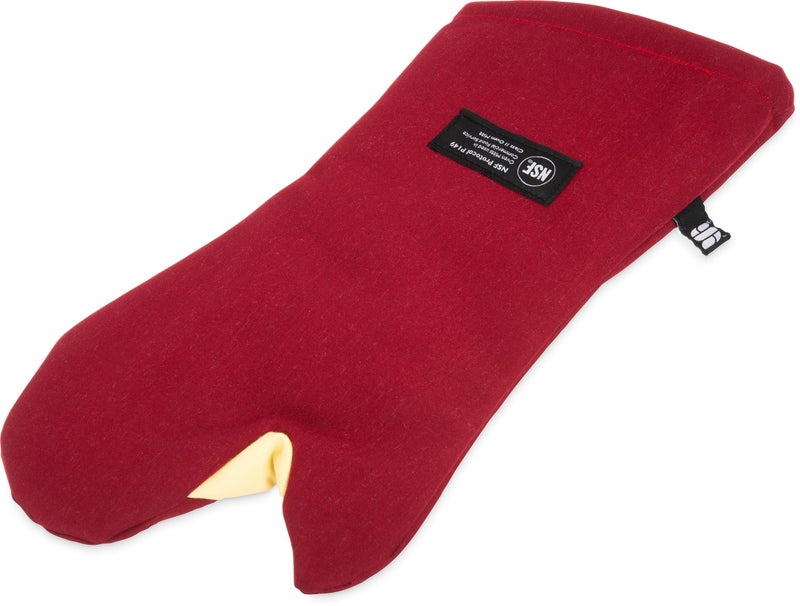 San Jamar Carlisle FoodService Products KT0218 Cool Touch Flame Conventional High Heat Intermittent Flame Protection up to 900°F Oven Mitt, 17" Length, Red - Image 4