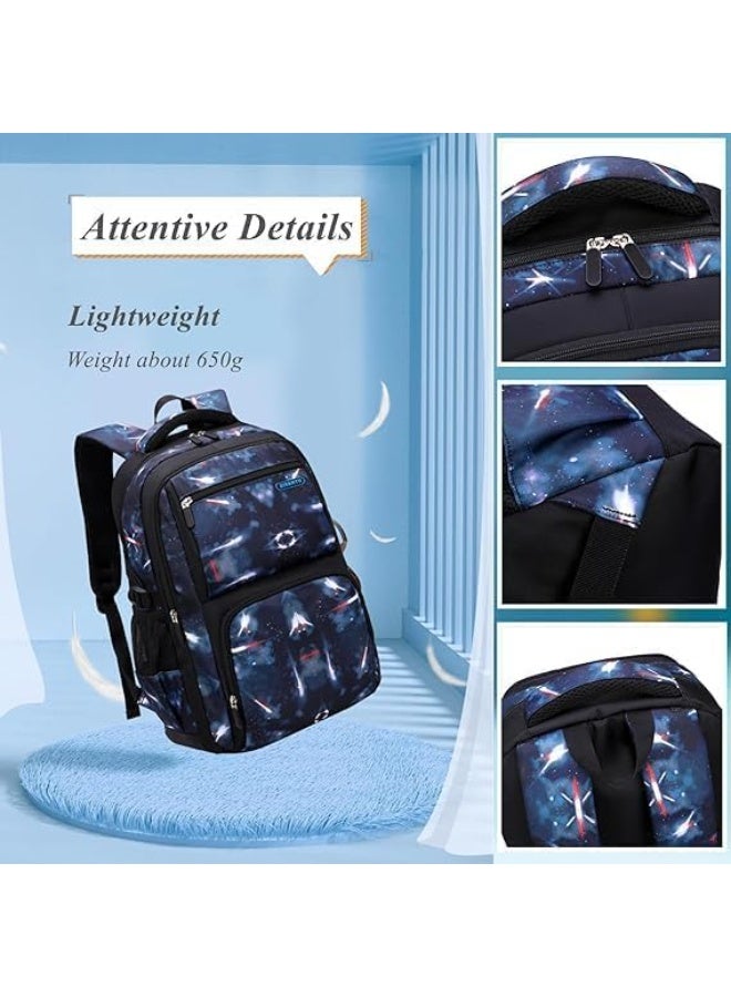 FALAHOM 3 Pcs Boys Backpacks Primary Junior High School Bag Kids Bookbag 3 in 1 Casual Daypack Set Fashion Space Galaxy Printed Durable Knapsack with Lunch Bag,Travel Rucksack - Image 5