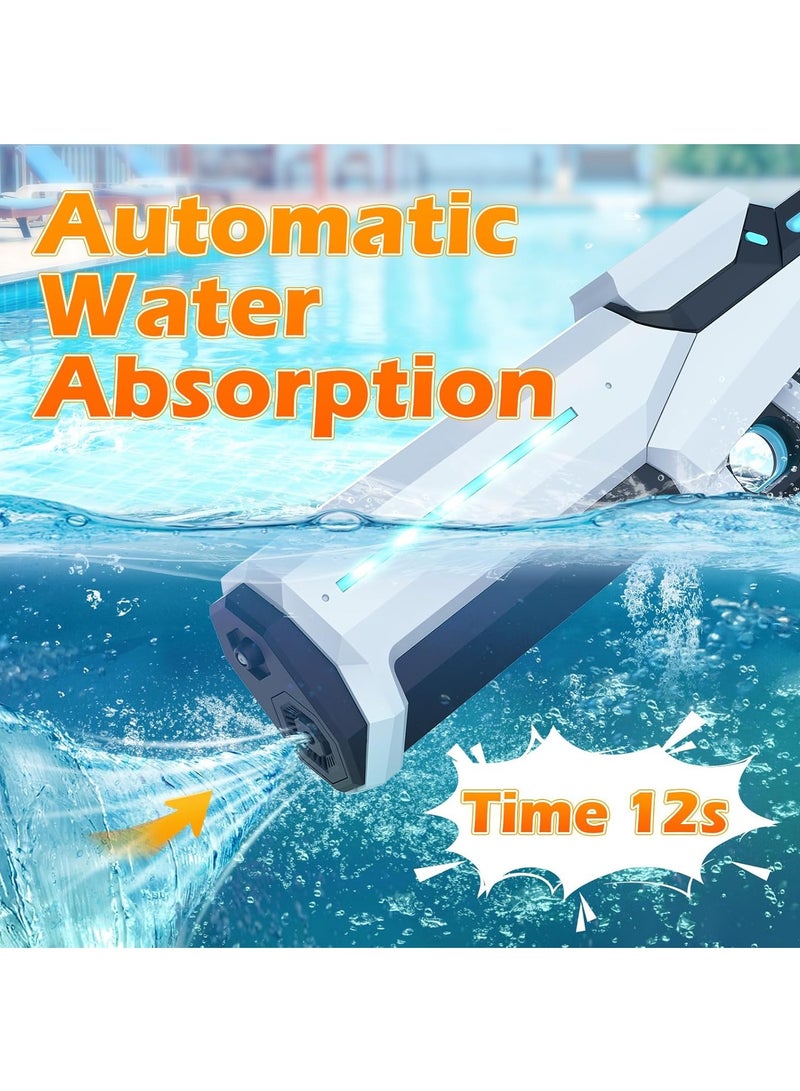 Electric Water Gun for Adults Kids,Battery-Powered Squirt Toy with Tank, LED Light,Automatic Water-Absorption,Summer Outdoor Beach Play,Pool Garden Fun for Kids - Image 2