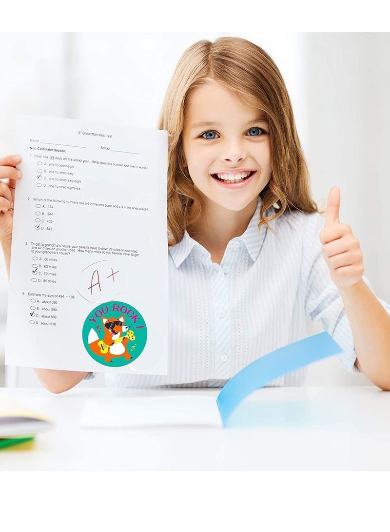 دايتويز 2 لفافة من ملصقات المكافأة للأطفال، 1000 ملصق دائري، يد حيوانات كرتونية مرسومة بـ 16 تصميمًا، ملصقات حيوانات كرتونية مقاس 1.5 بوصة، مناسبة لتزيين الحفلات، قطر 3.8 سم - Image 3