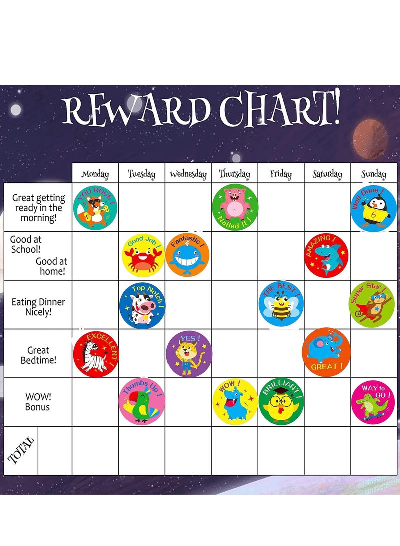 دايتويز 2 لفافة من ملصقات المكافأة للأطفال، 1000 ملصق دائري، يد حيوانات كرتونية مرسومة بـ 16 تصميمًا، ملصقات حيوانات كرتونية مقاس 1.5 بوصة، مناسبة لتزيين الحفلات، قطر 3.8 سم - Image 5