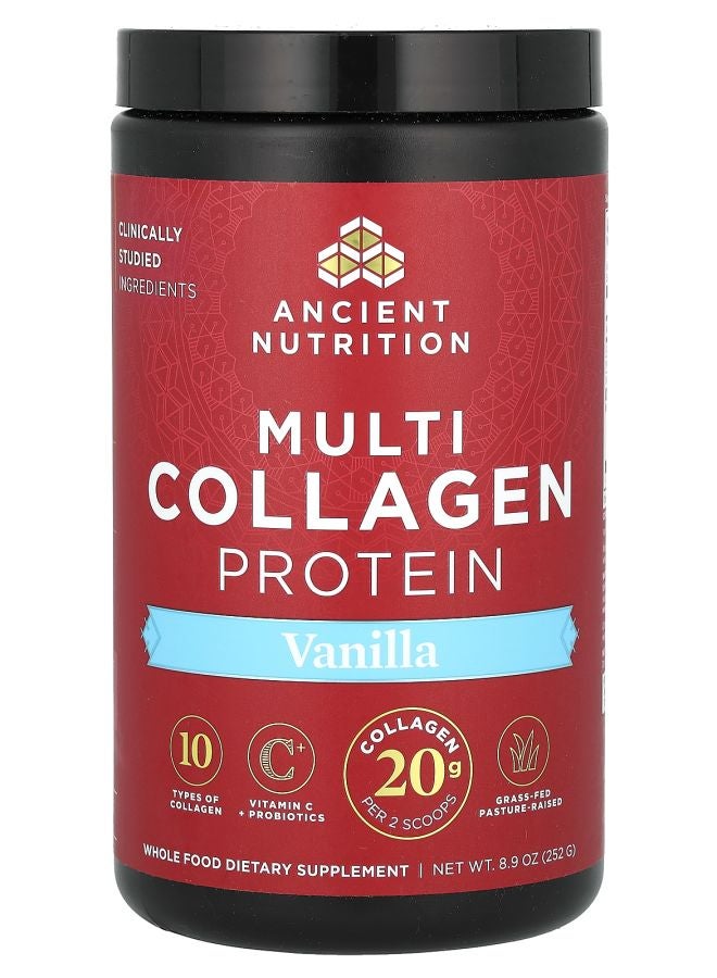 Ancient Nutrition بروتين الكولاجين المتعدد بنكهة الفانيليا 8.9 أونصة (252 جرام)