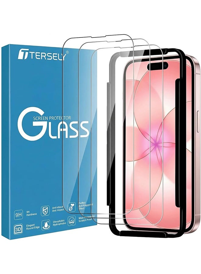 Tersely [3 Pack] Tempered Glass Screen Protector for iPhone 17e 2026/ iPhone 16e/ iPhone 13 Pro/14/13 (6.1 inch), with Installation Alignment Frame, Premium HD Case Friendly Screen Protector Film - Image 1