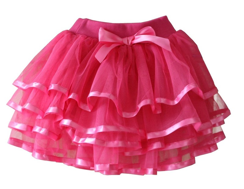 Tortoise & Rabbit Little Girls and Big Girls Tulle Tutu Skirt,Hot Pink,6-7 Years - Image 1