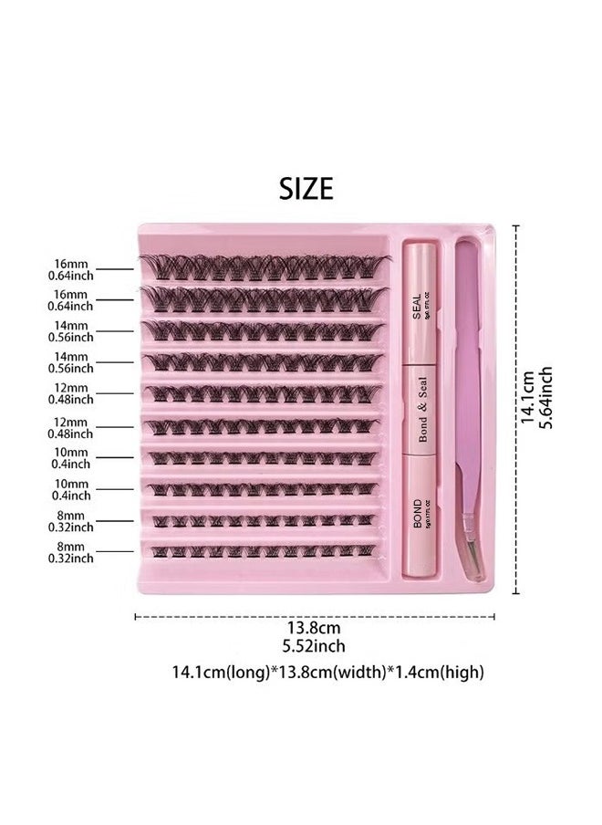 Ocean - False Lashes Individual Packs 120 Tufted Lashes DIY Lash Extensions Natural Look Reusable Eyelash Glue Bonding Black Lashes Cluster Lashes 3D Effect Individual False Eyelashes with Eyelash Glue - Image 1
