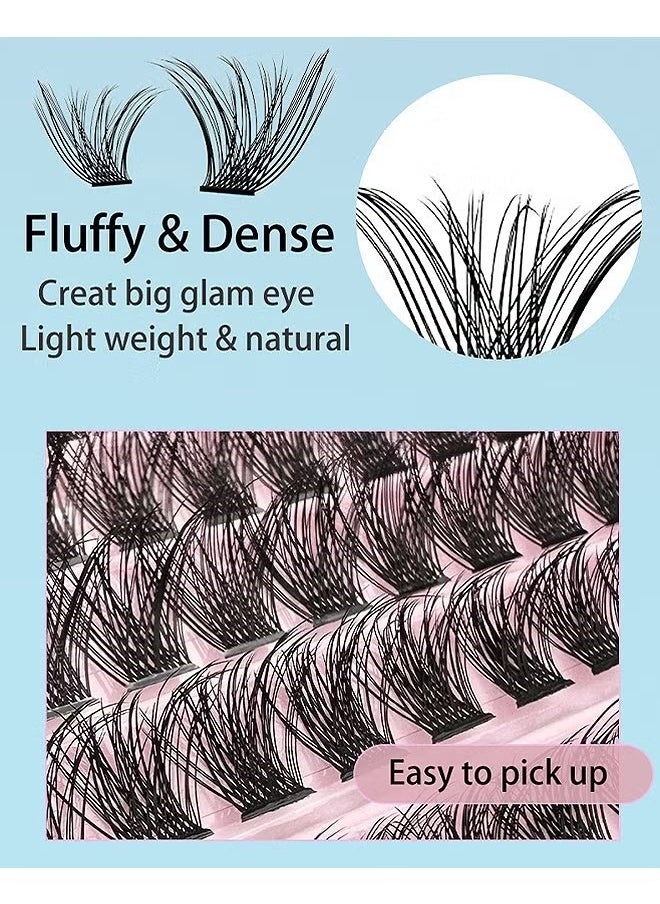 Ocean - False Lashes Individual Packs 120 Tufted Lashes DIY Lash Extensions Natural Look Reusable Eyelash Glue Bonding Black Lashes Cluster Lashes 3D Effect Individual False Eyelashes with Eyelash Glue - Image 1