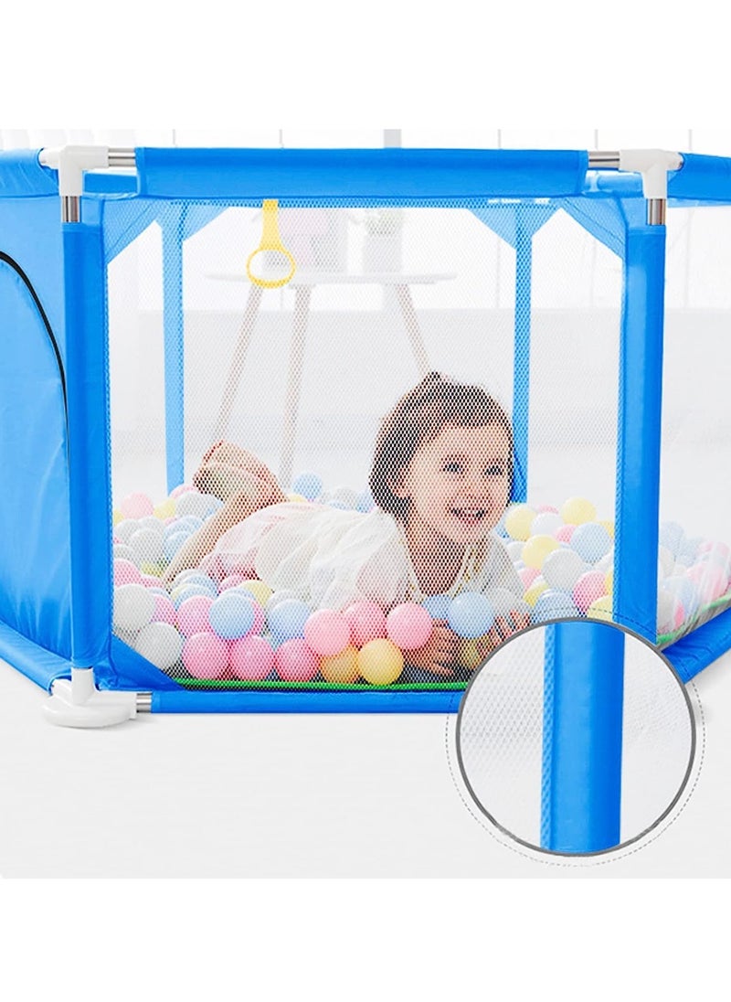 Gonice - Children's Play Fence,Baby Fence with 30 PCS Ocean Balls Event Center Indoor and Gaming Fence with Non-Slip Base,Sturdy Security Fence and Ultra-Soft and Breathable Mesh - Image 1