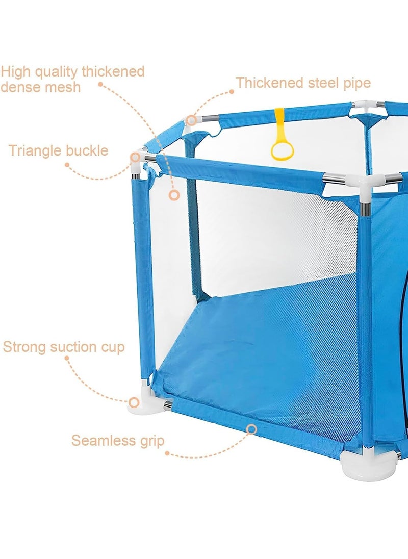 Gonice - Children's Play Fence,Baby Fence with 30 PCS Ocean Balls Event Center Indoor and Gaming Fence with Non-Slip Base,Sturdy Security Fence and Ultra-Soft and Breathable Mesh - Image 1