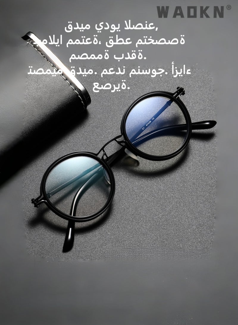 WAOKN Round Blue Light Blocking Glasses for Men and Women , Black Metal Punk Frame PC Lens,Blue Light Blocking Glasses for Gaming Computer Reading Eye Glasses Anti Radiation Eyeglasses UV Filter Eyewear Black - Image 2
