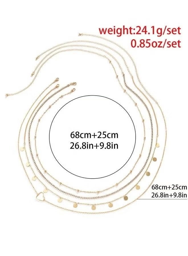 Waist Chain Overlay Metal Chain Body Chain Peach Heart Sequin Claw Chain Water Diamond Multi layer Waist Chain - Image 2