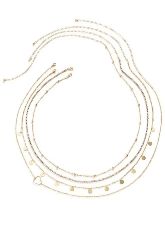 Waist Chain Overlay Metal Chain Body Chain Peach Heart Sequin Claw Chain Water Diamond Multi layer Waist Chain - Image 4