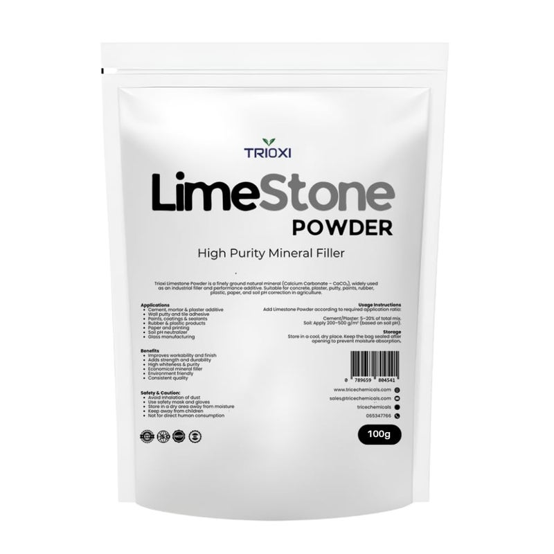 Trioxi Natural Limestone Powder - High Purity Mineral Filler for Gardening, Soil pH Adjustment, DIY Crafts & Construction (100g) - Image 1