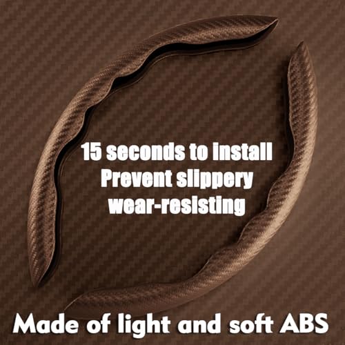 WOCOCN 2pcs Car Steering Wheel Cover,Anti-Skid Carbon Fiber Steering Wheel Protector for Men Women,Multiple Color Options,Universal for Most Car Interiors Accessories (Brown) - Image 5