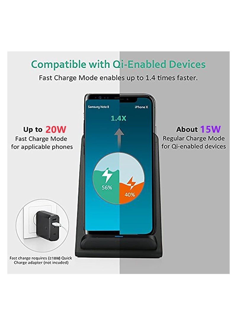 Beauenty - 20W Fast Wireless Charging Stand, Compatible with Apple iPhone 12 13 11/11 Pro/X/XR/XS/8 Upright 15W Charge Docks, for Samsung Galaxy S22/S21/S20/S9/Note 20 10 9 - Image 1