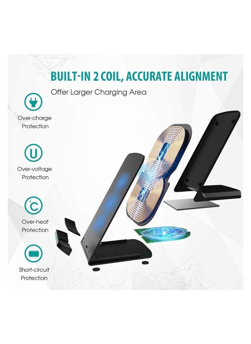 Beauenty - 20W Fast Wireless Charging Stand, Compatible with Apple iPhone 12 13 11/11 Pro/X/XR/XS/8 Upright 15W Charge Docks, for Samsung Galaxy S22/S21/S20/S9/Note 20 10 9 - Image 1