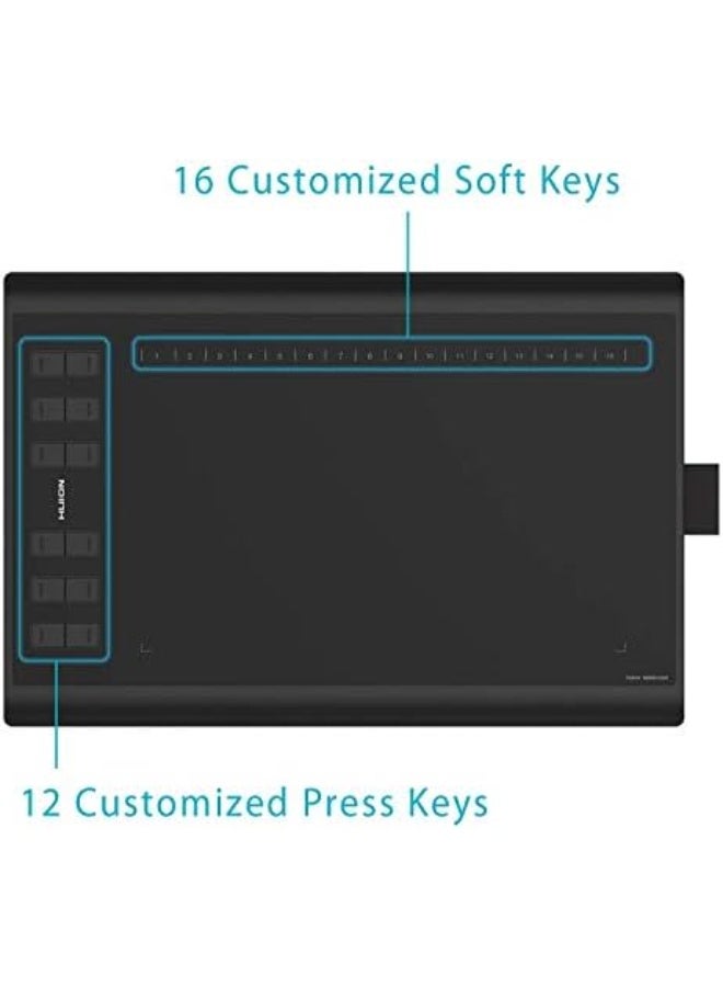 HUION Inspiroy H1060P Drawing Tablet with Stylus, 10×6.25" Digital Graphics Tablet, 8192 Pressure Levels, 12 Shortcut Keys, Art Tablet for Mac, Windows & Android Black - Image 4