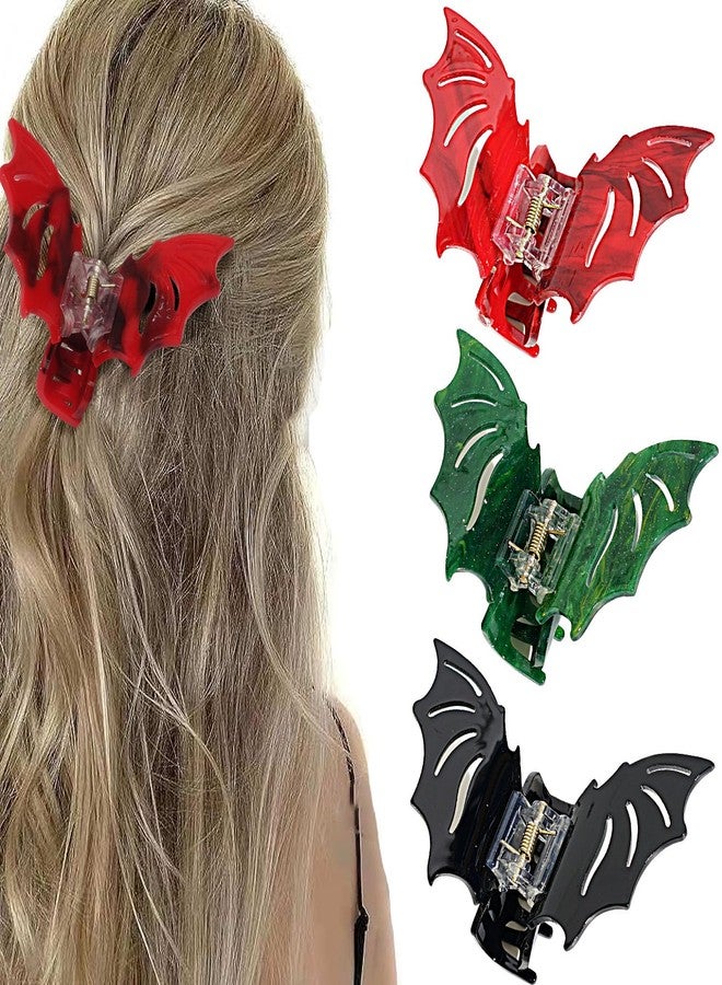 Jeffan 3 Pieces Halloween Bat Claw Clips, Gothic Horror Hair Clips Halloween Spooky Hairpin for Costume Cosplay Hair Barrettes Gift - Image 1