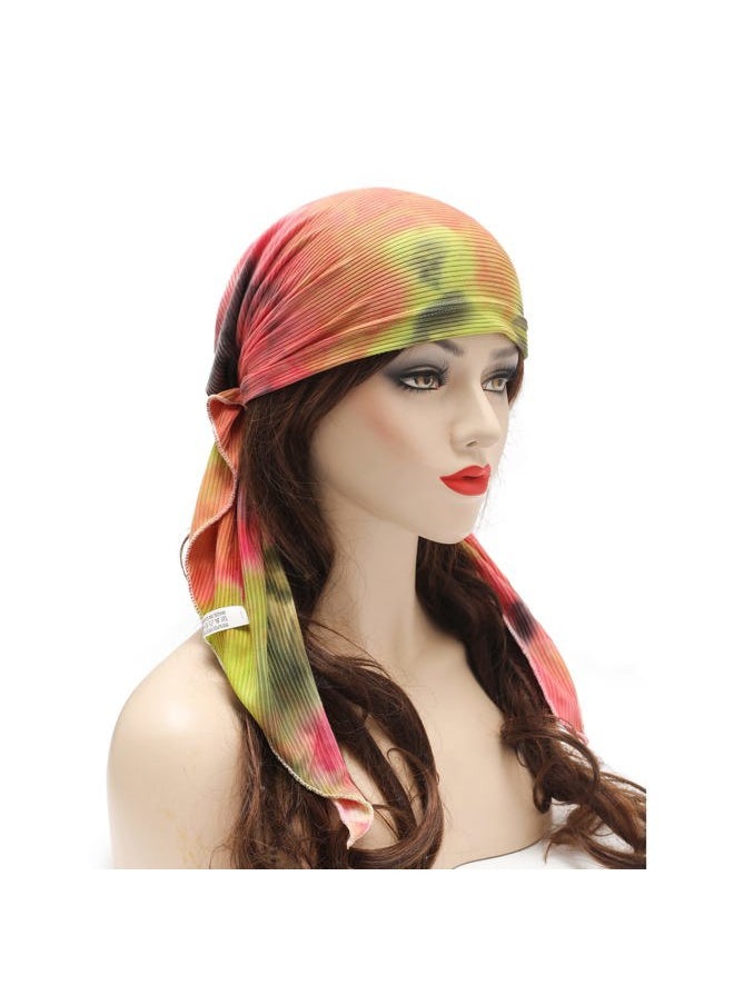 ZLYC Chemo Headwear Pre Tied Head Scarf Headwraps Lightweight Turban Beanie Cap for Women (Tie Dyed Pink Yelow)  - Image 2