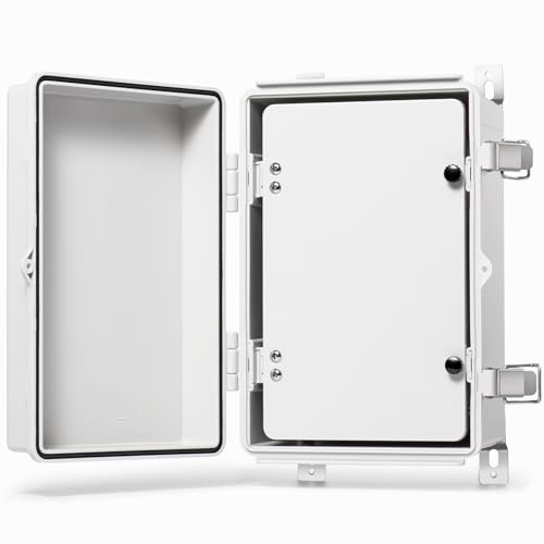 QILIPSU Waterproof Junction Box IP67 Outdoor Plastic Electrical Project Enclosure Weatherproof with Inner Door, Mounting Plate, Wall Brackets, Hinged Grey Cover 11.8"x7.9"x6.7" -D - Image 1