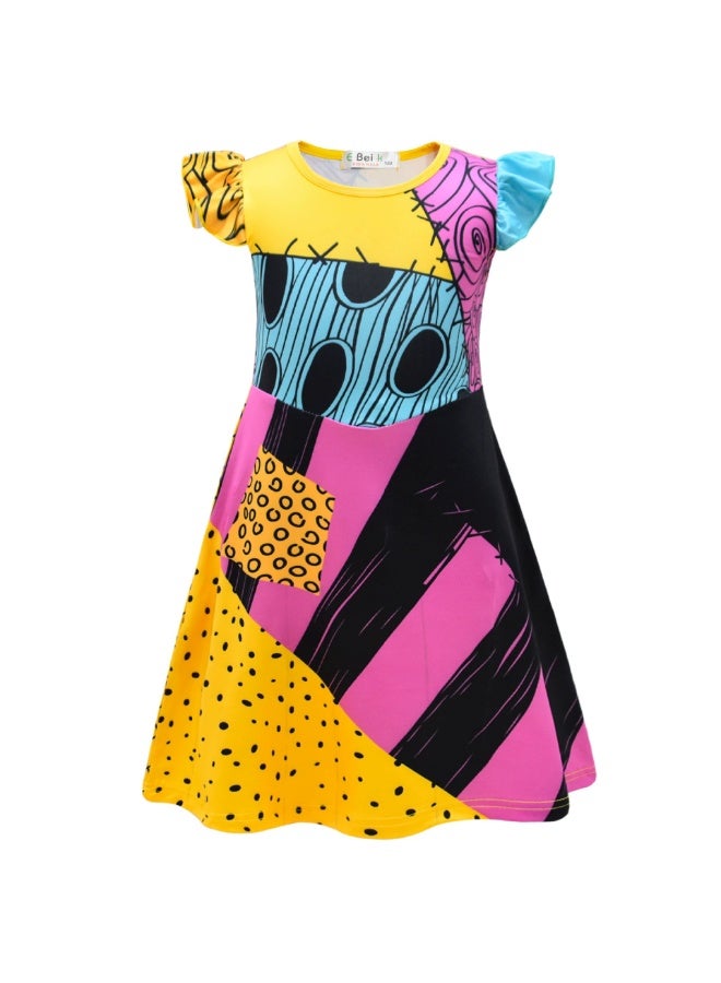 general Halloween costume, Christmas Horror Night cosplay Sally dress, layering role-playing printed costume - Image 1