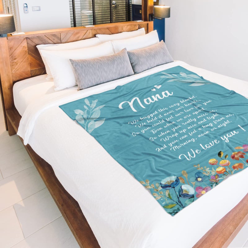 Afterprints Afterprints Nana Gifts  Nana Blanket with Flowers & Letter Print  Nana Birthday Gifts  Gifts for Nana from Grandkids  Nana Valentines Day Gift  Soft Throw Blankets 50"" x 60""  - Image 3