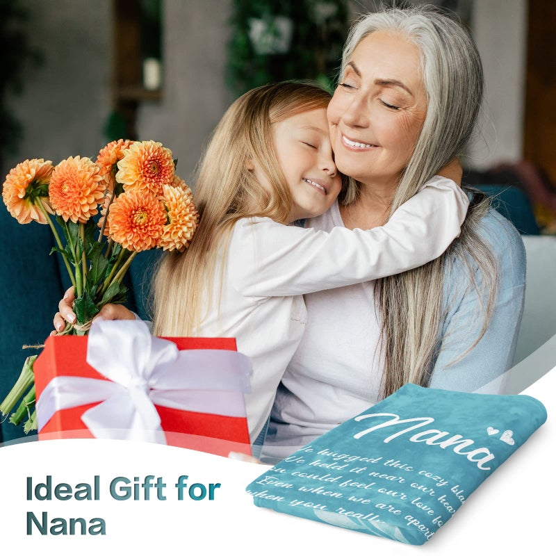 Afterprints Afterprints Nana Gifts  Nana Blanket with Flowers & Letter Print  Nana Birthday Gifts  Gifts for Nana from Grandkids  Nana Valentines Day Gift  Soft Throw Blankets 50"" x 60""  - Image 2