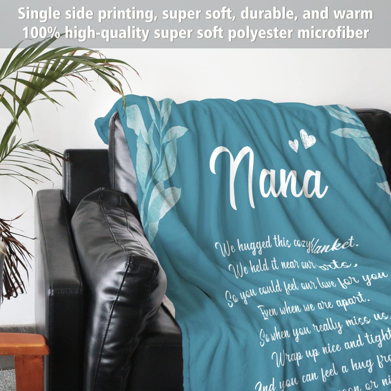 Afterprints Afterprints Nana Gifts  Nana Blanket with Flowers & Letter Print  Nana Birthday Gifts  Gifts for Nana from Grandkids  Nana Valentines Day Gift  Soft Throw Blankets 50"" x 60""  - Image 4