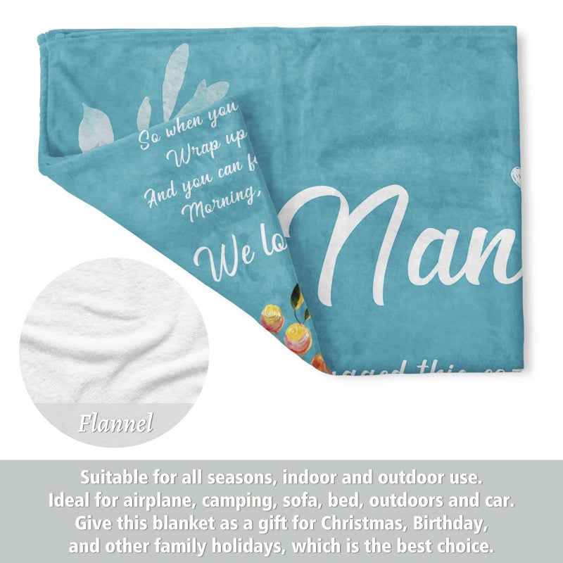 Afterprints Afterprints Nana Gifts  Nana Blanket with Flowers & Letter Print  Nana Birthday Gifts  Gifts for Nana from Grandkids  Nana Valentines Day Gift  Soft Throw Blankets 50"" x 60""  - Image 5