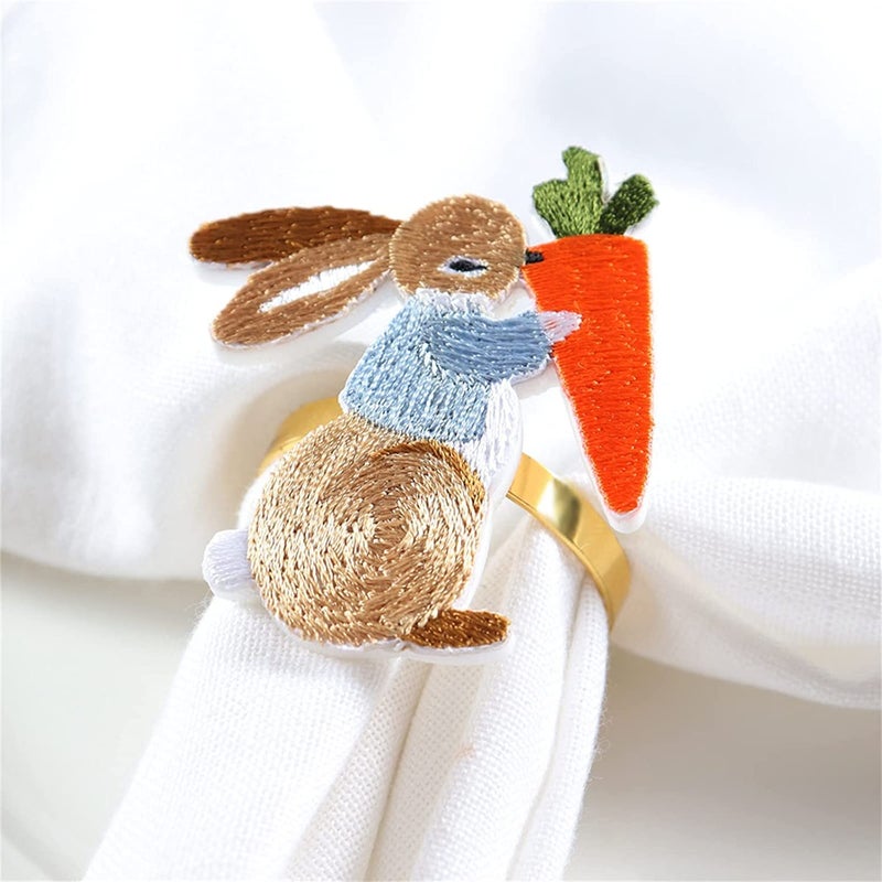 JENPECH Easter Napkin Rings Set of 6, Bunny Napkin Rings Easter Table Decoration, Used for Family Table Decoration Party Table Decoration Setting Decor 2 - Image 5