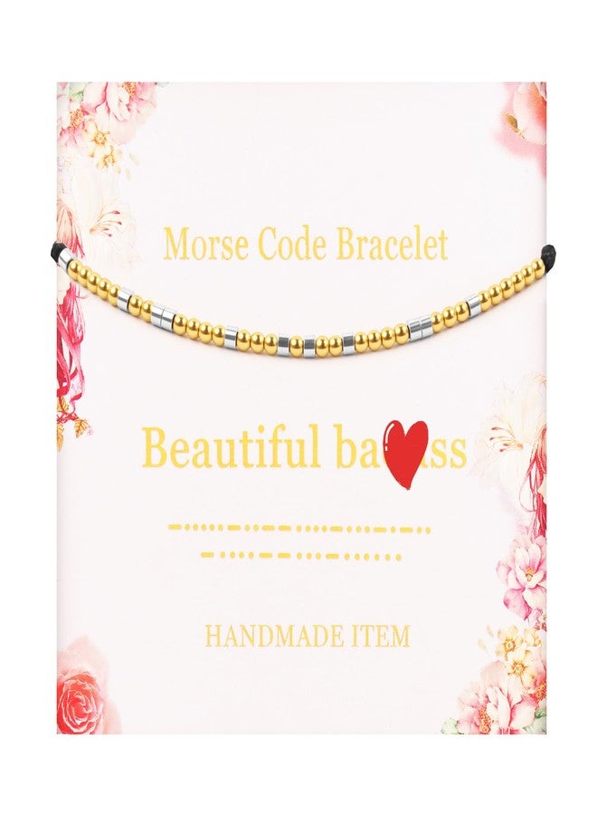 HyperFun Morse Code Bracelets For Women Inspirational Friendship Gifts Cute Adjustable Bracelets For Mother Daughter Sister Aunt Friend Her - Image 1