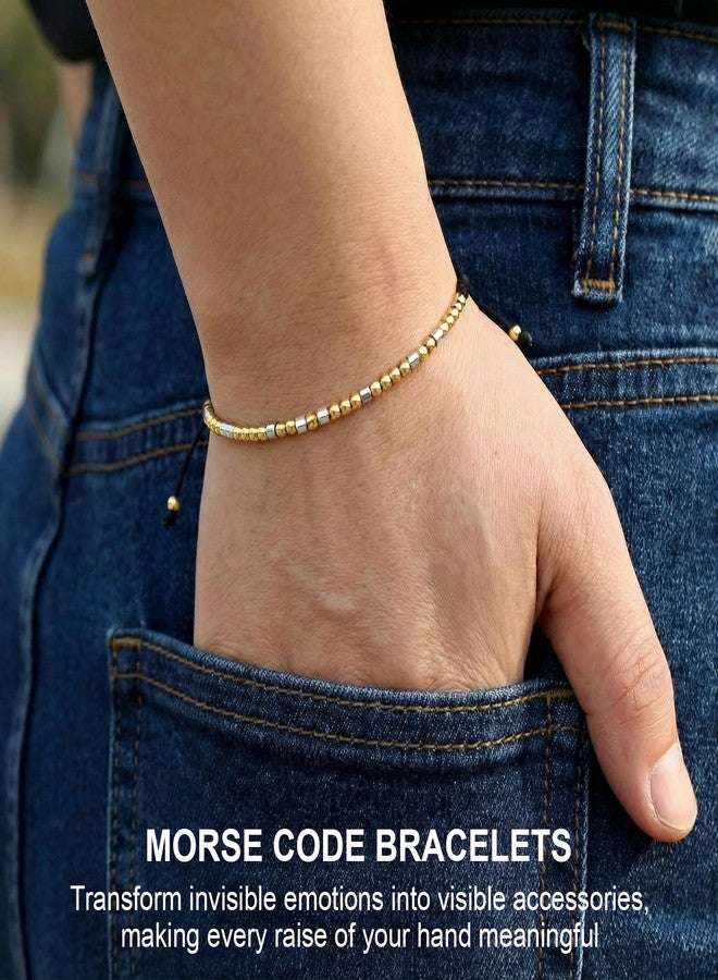 HyperFun Morse Code Bracelets For Women Inspirational Friendship Gifts Cute Adjustable Bracelets For Mother Daughter Sister Aunt Friend Her - Image 5