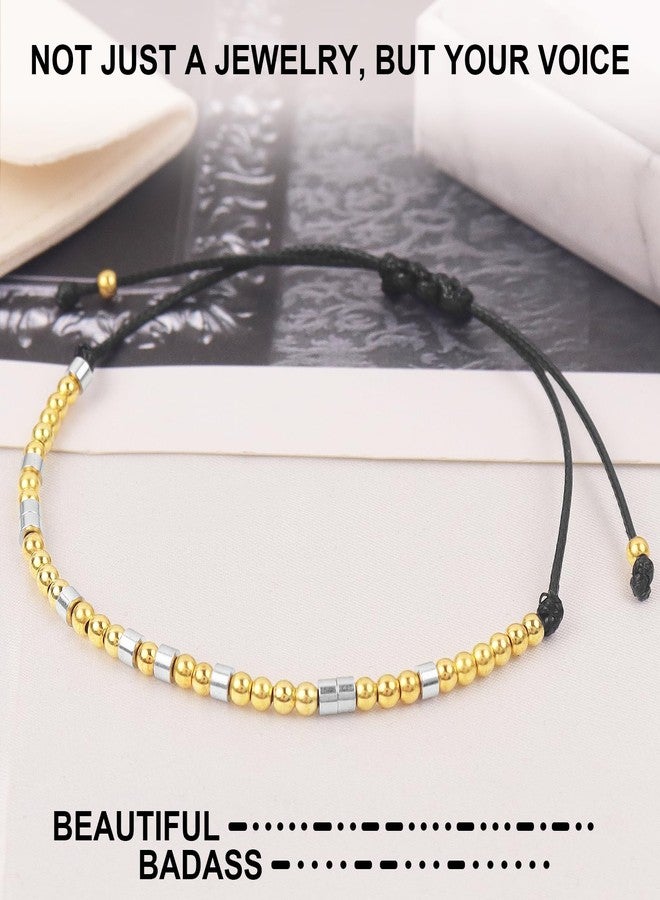 HyperFun Morse Code Bracelets For Women Inspirational Friendship Gifts Cute Adjustable Bracelets For Mother Daughter Sister Aunt Friend Her - Image 4