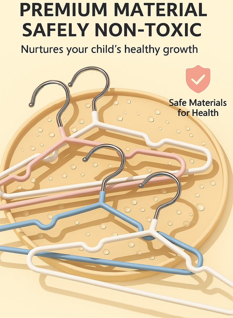 30 Pack Stainless Steel Kids Hangers Children's and Baby Non-Slip Metal Hangers (1-8 Years) 30 قطعة علاقة ملابس اطفال ستانلس ستيل - منظم خزانة اطفال Heavy Duty, Anti-Rust, Space Saving, Strong Grip for Jackets, School Uniforms Green