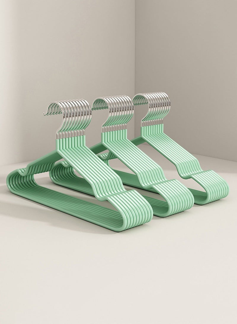 30 Pack Stainless Steel Kids Hangers With Anti Slip Plastic Cover Children's and Baby Non-Slip Stainless Steel Hangers  with Metal Hooks (1-8 Years) Heavy Duty, Anti-Rust, Space Saving, Strong Grip 30CM Long Children's Cloth Hanger for Jackets, School Uniforms Green - Image 1