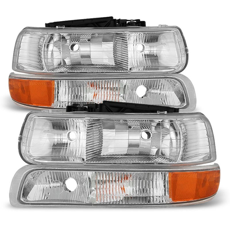ACANII For 4PC 19992002 Chevy Silverado 1500 0006 Suburban Tahoe Headlights Bumper Lamps Driver Passenger Side