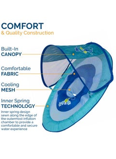 SwimWays SwimWays Baby Spring Float with Adjustable Canopy and UPF Sun Protection, Blue Lobster  - Image 3