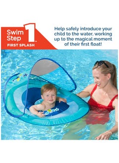 SwimWays SwimWays Baby Spring Float with Adjustable Canopy and UPF Sun Protection, Blue Lobster  - Image 5