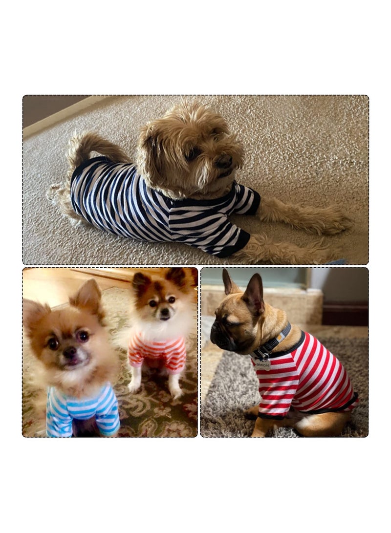 KASTWAVE 6 Pieces Dog Striped T-Shirt, Shirt Breathable Pet Apparel Colorful Puppy Sweatshirt Dog Clothes for Small to Medium Dogs Puppy (Small Size) - Image 2