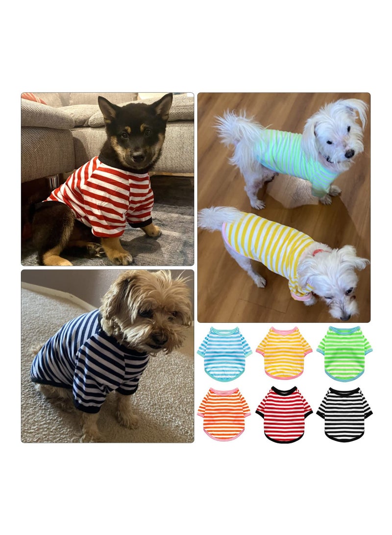 KASTWAVE 6 Pieces Dog Striped T-Shirt, Shirt Breathable Pet Apparel Colorful Puppy Sweatshirt Dog Clothes for Small to Medium Dogs Puppy (Small Size) - Image 3