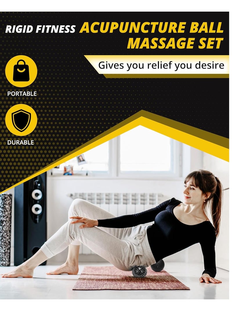 RIGID FITNESS - Set of 4 Acupuncture Ball Massage Set Ball Triggers Point Release Deep Tissue Massager For Muscles - Image 1