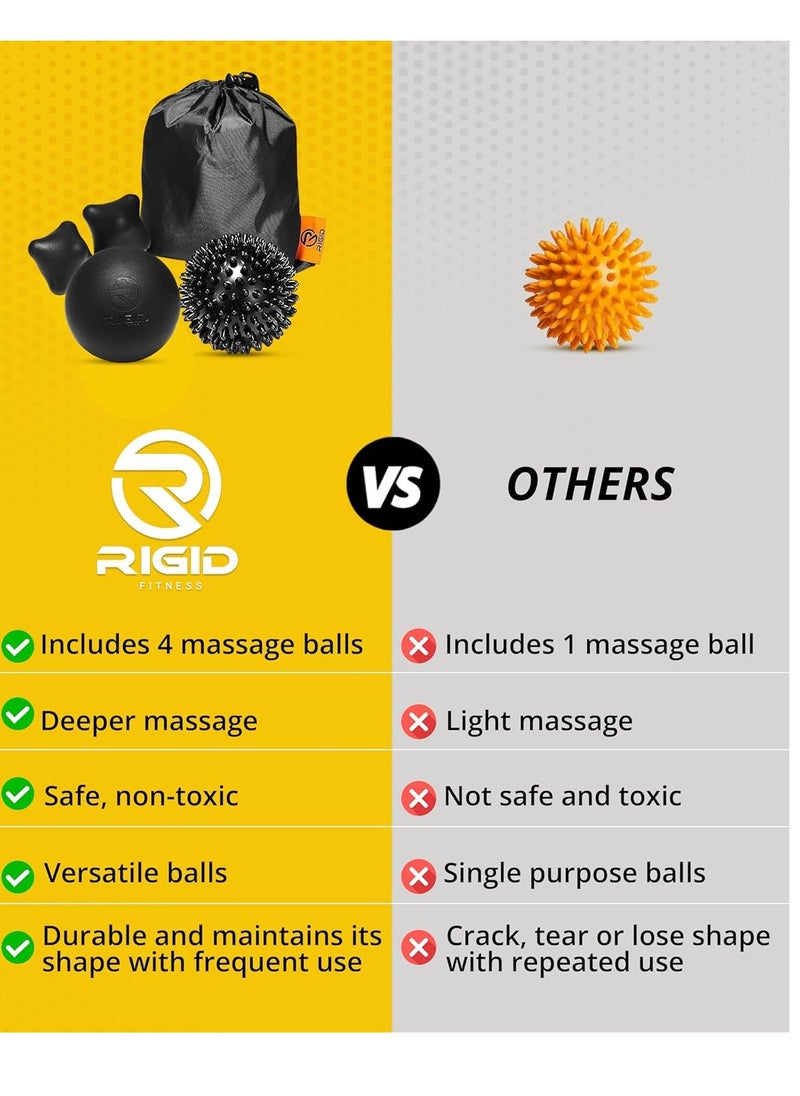 RIGID FITNESS - Set of 4 Acupuncture Ball Massage Set Ball Triggers Point Release Deep Tissue Massager For Muscles - Image 1